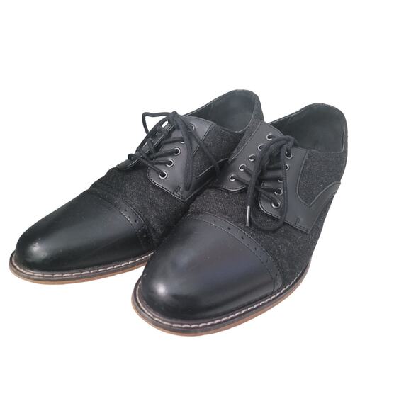 Mens Bar III Frankie 10.5 Leather Wool Dress SHOES Black Oxford - Picture 2 of 9